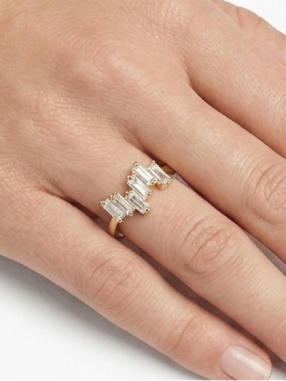 Gold Filled NEW Baguette Cz Ring Size 7 with Box